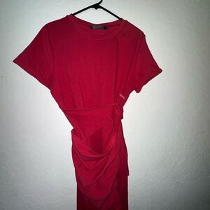 Chic Asymmetrical Red Dress